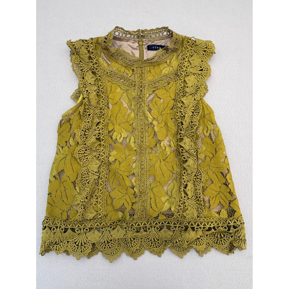 Clear Lace Crochet Sleeveless Top Japanese‎ Boutique Women's Small
